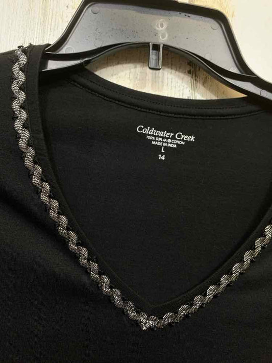 NWT COLDWATER CREEK Size L Tops Black LONG SLEEVES Blouse