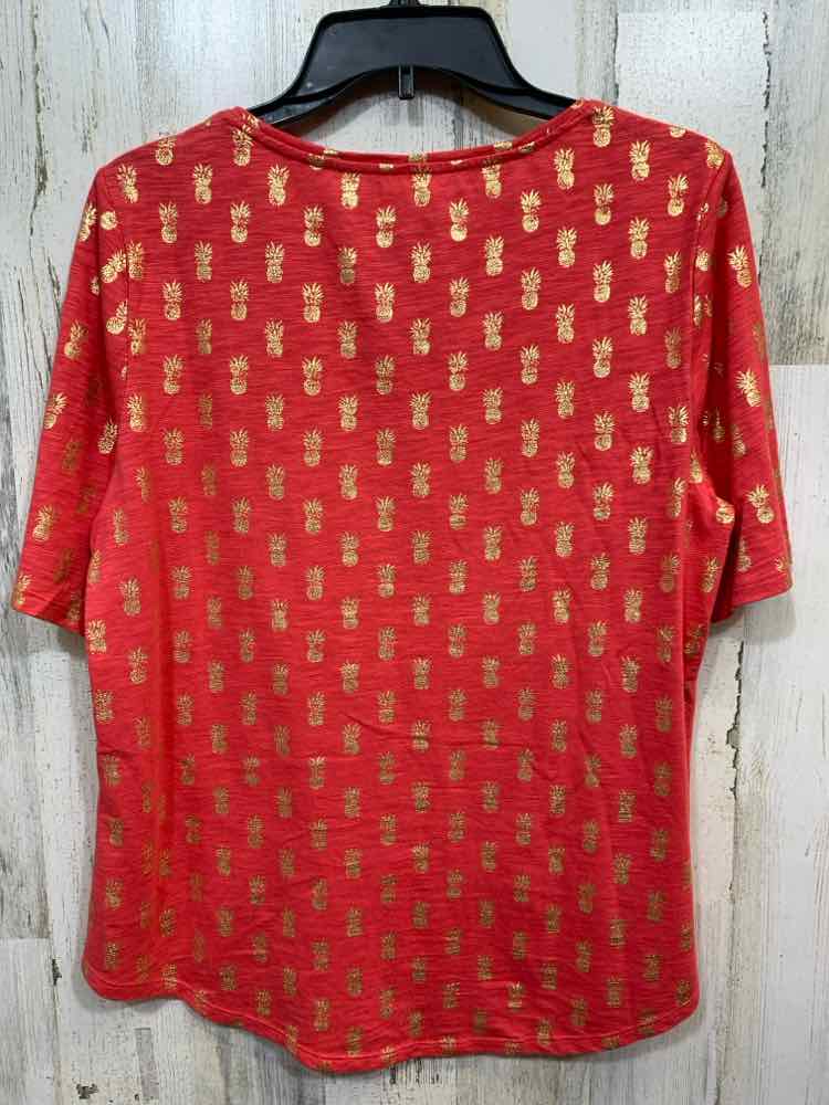 PRE-OWNED CHICO'S/TEXTURED KNIT METALLIC PINEAPPLE PRINT TEE