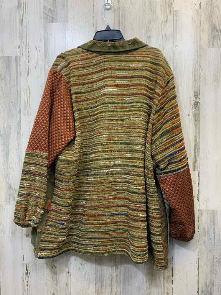 liz & me JACKETS / COATS Size 2X GRN/RED Cotton QUILT LONGSLEEVE Coat