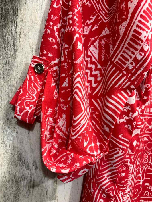 PRE-OWNED N TOUCH Tops Size L RED/WHITE 3/4 SLEEVE Blouse
