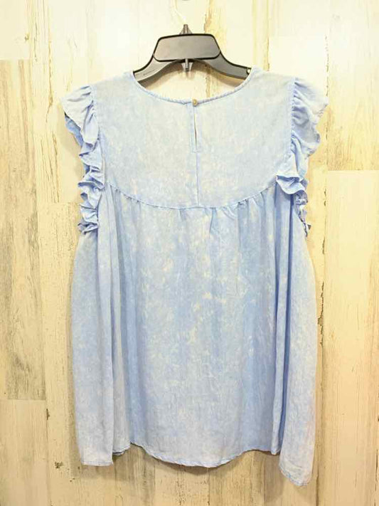 NWT UMGEE Tops Size L LIGHT BLUE CAP SLEEVE Blouse
