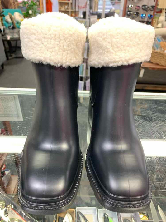 NWT INC SHOES Shoe Size 8 Black Rubber KNEE HIGH RAIN BOOTS W/FAUX FUR TOP