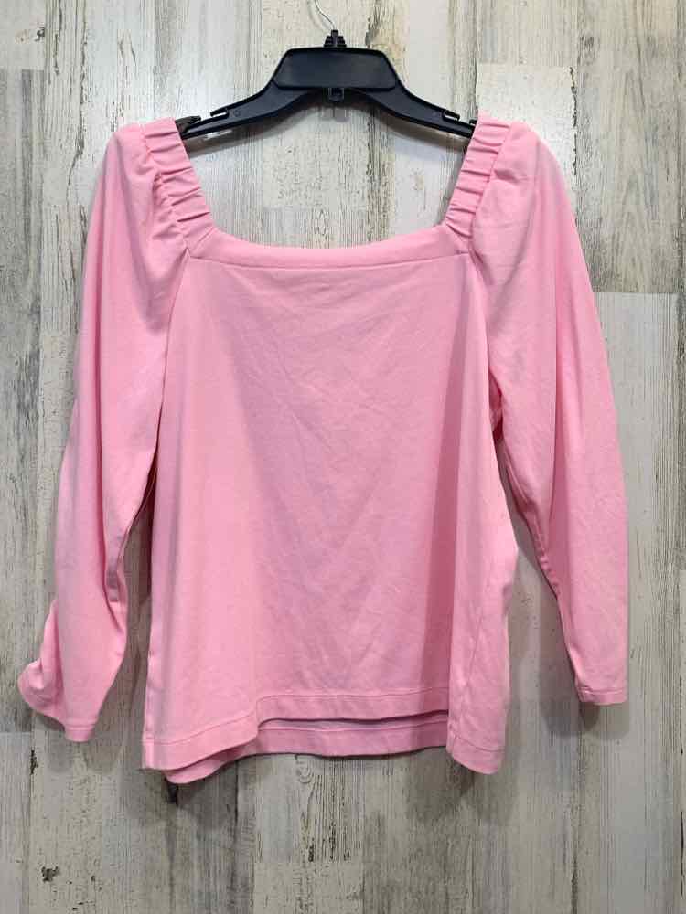 PRE-OWNED LILLY PULITZER Tops Size XL Pink Solid 3/4 SLEEVE TOP/SCRUNCH COLLAR &