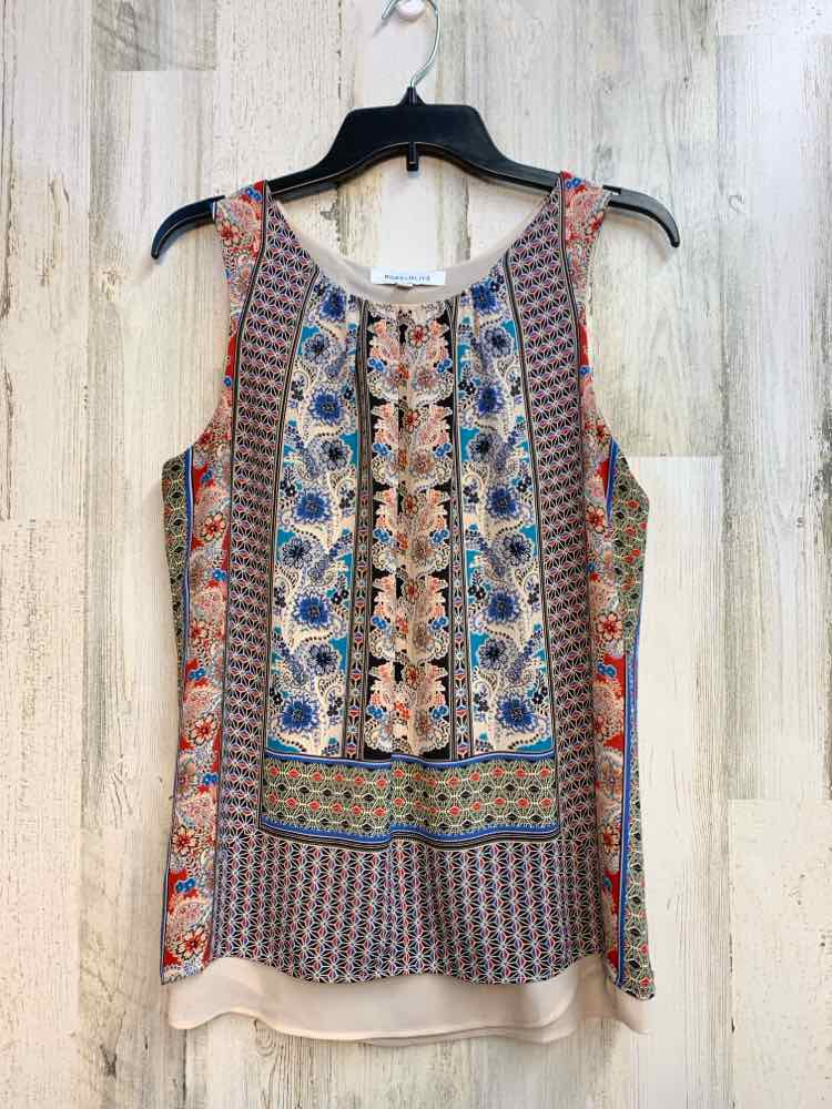 ROSE & OLIVE Tops Size S BEG/RED/BLU/BLK Floral SLEEVELESS TOP
