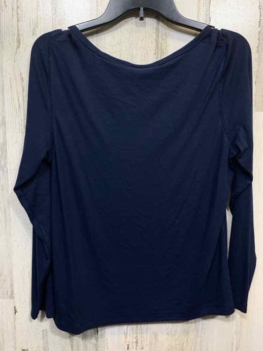 NWT ON 34TH Tops Size 0X NAVY BLUE RIBBED LONG SLEEVE Blouse