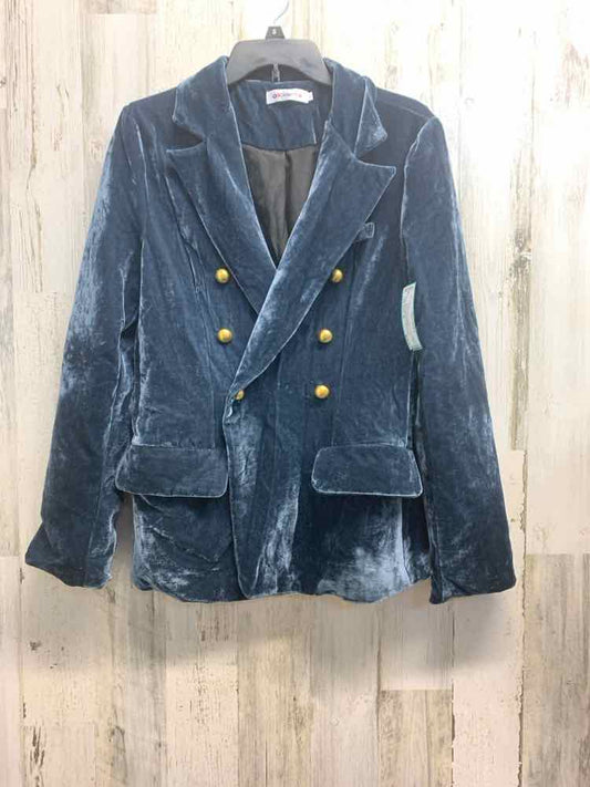 PRE-OWNED ORDER PLUS JACKETS / COATS Size XL Blue Velvet Solid BLAZER Blazer/BLU