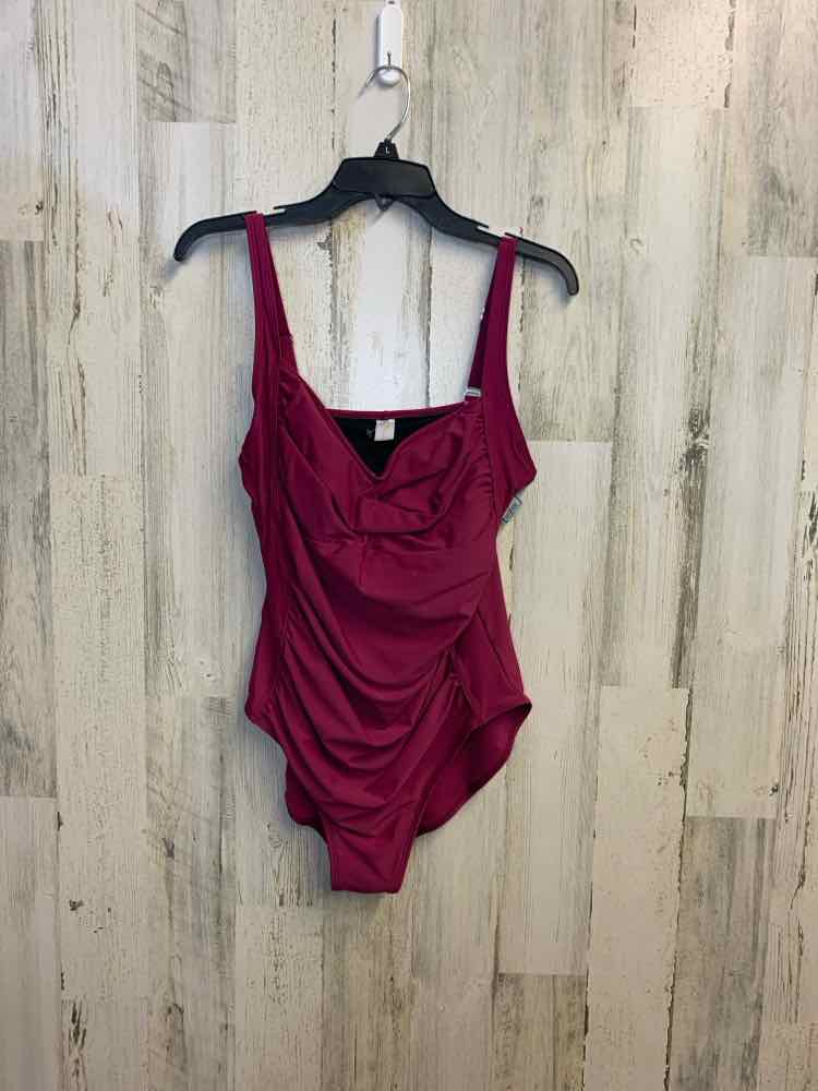 NWT MISS ADOLA Swimwear Size 14 BURGANDY 1 PC Swimsuit