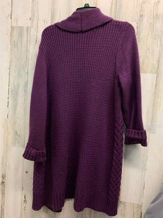 PRE-OWNED CHICO Tops Size Purple ROPE/CHAIN CARDIGAN Cardigan/OPEN FRONT PURPLE
