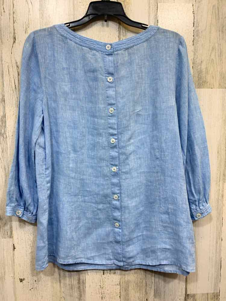 PRE-OWNED TALBOTS Tops Size M LIGHT BLUE Solid 3/4 SLEEVE Blouse/BLUE 3/4 SLEEVE