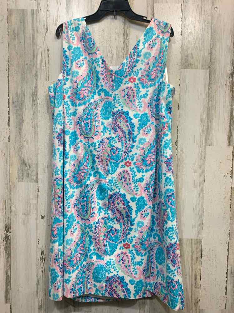 PRE-OWNED TALBOTS Dresses and Skirts Size 16W WHITE/PINK/BLUE/GREEN SHEATH Dress