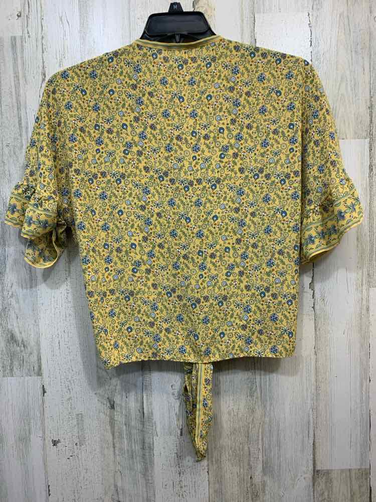 PRE-OWNED MAX STUDIO Tops Size S YELLOW/BLUE/WHITE/ORANGE Floral Blouse/FLORAL S