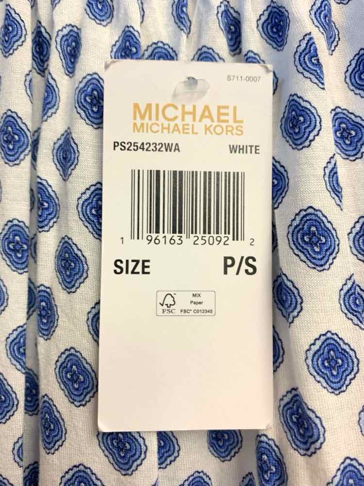 NWT MICHAEL KORS Tops Size P/S WHT/BLU 3/4 LENGTH TOP