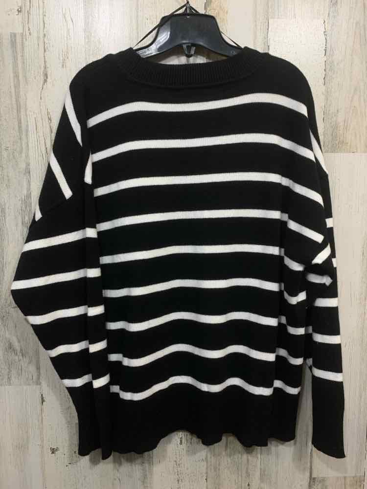 NWOT ON 34TH Size M Tops BLK/WHT RIB KNIT LONG SLEEVE SWEATER