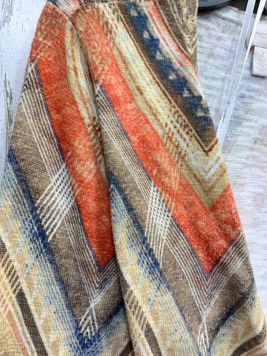 PRE-OWNED CATO Tops Size 2 BIEGE/ORANGE/BROWN/NAVY TRIBAL CARDIGAN Cardigan/TRIB