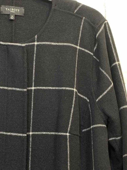 PRE-OWNED TALBOTS JACKETS / COATS Size 2X BLACK/WHITE CheckeredZIP UP W/S Jacket