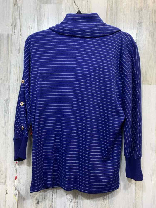 NWT RAFAELLA Tops Size M ROYAL BLU/GOLD Stripe COWL NECK TOP