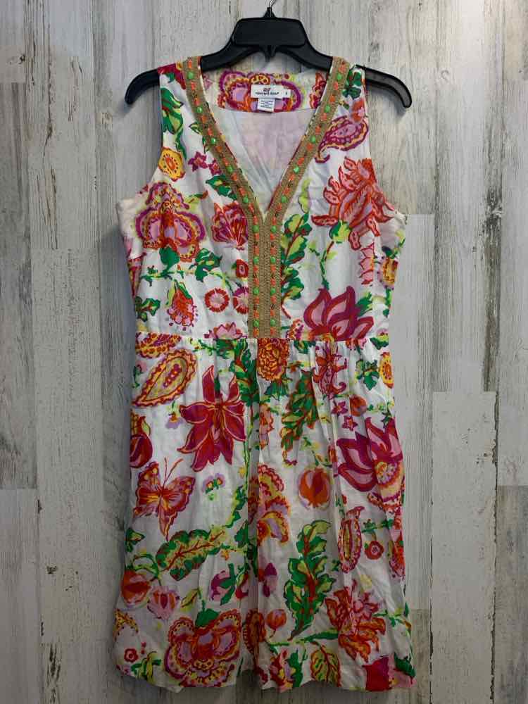 PRE-OWNED VINEYARD VINES Dresses and Skirts Size 8 HT PINK/WHT/ GRN Floral Dress