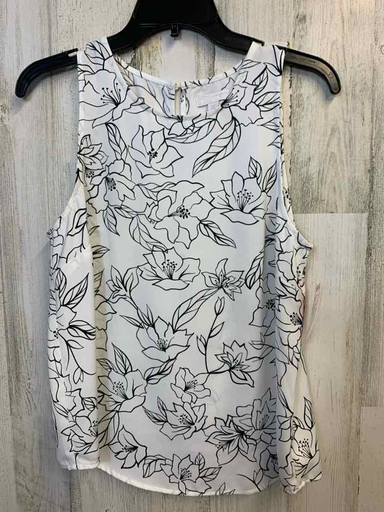 14TH & UNION Tops Size S WHT/BLK Floral SLEEVELESS TOP