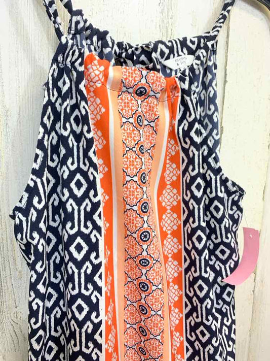 PRE-OWNED CROWN & IVY Dresses and Skirts Size M WHT/NVY/ORNG/GRN Geometric Dress