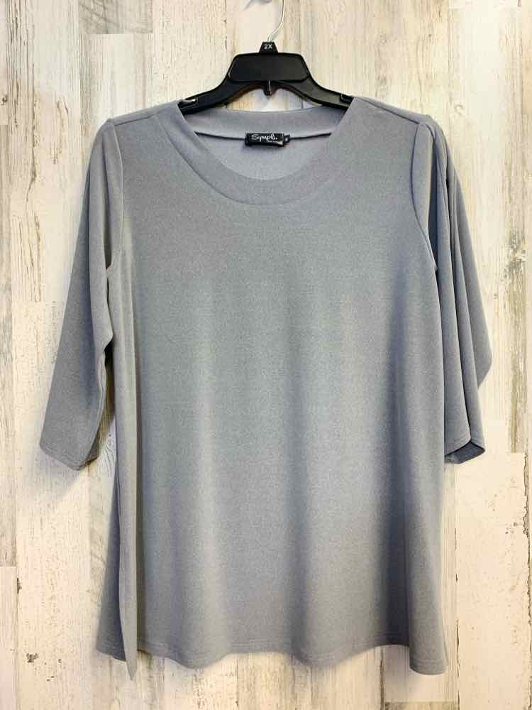 SYMPLI Tops Size 14 Gray 3/4 LENGTH TOP