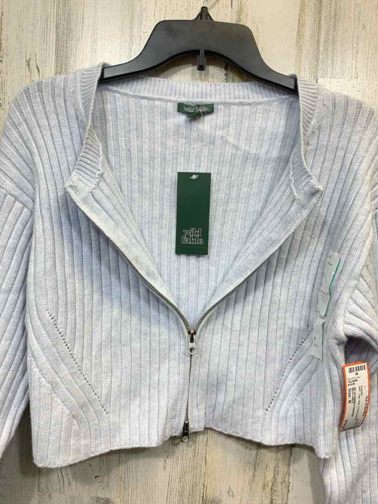 NWT WILD FABLE Tops Size M Blue LONG SLEEVE/ZIP UP RIBBED CROPPED SWEATER