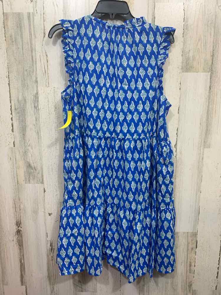 PRE-OWNED J CREW Dresses and Skirts Size L WHT/BLUE Floral FLUTTER Dress