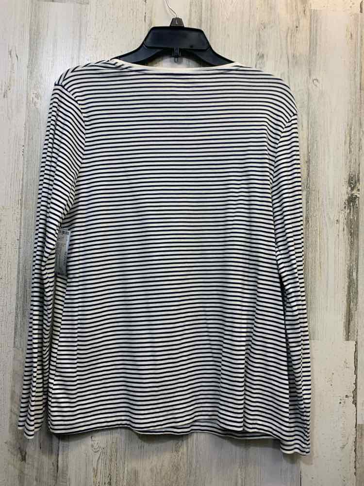 PRE-OWNED CROFT & BARROW Tops Size L WHT/BLK LONG SLEEVE DRESS TOP