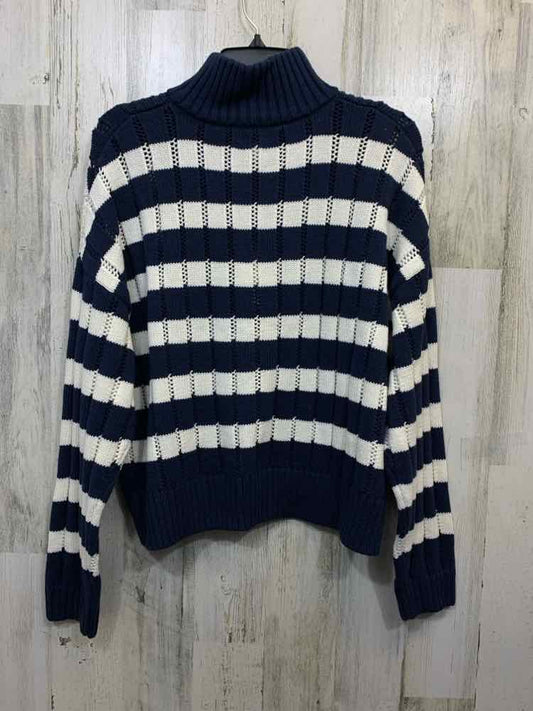 NWT A NEW DAY Tops Size XL CrM/NVY LONG SLEEVES 1/2 ZIP UP BIB SWEATER