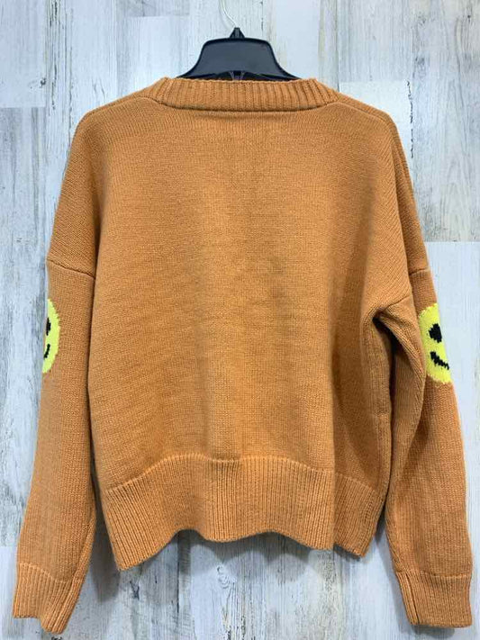 CHOU YATOU Tops Size L CAMEL/YEL/BLK SMILEY FACES CARDIGAN Cardigan