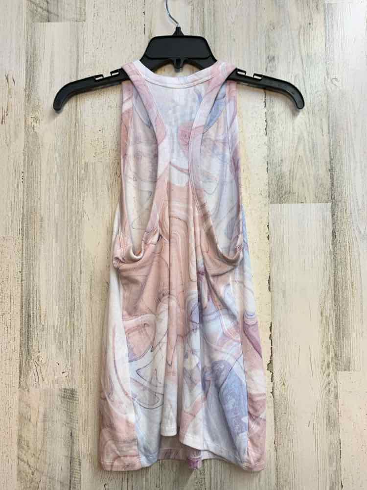 ULTRALITE Tops Size M PINK/LT BLUE MARBLIZED TANK TOP TOP