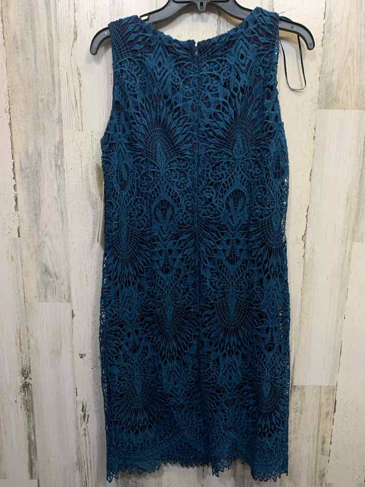 NWT CHETTA B Dresses and Skirts Size 8 NAVY/TEAL CROCHET SHEATH Dress/NAVY/TEAL