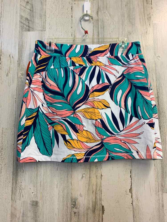 PRE-OWNED TALBOTS Dresses and Skirts Size MP WHT/MULT-COLOR LEAFS SKORT Skirt