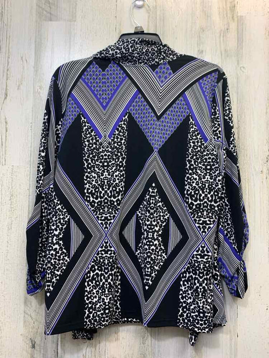 PRE-OWNED ELLEN TRACY Tops Size L BLACK/WHITE/PURPLE CHEETAH PRINT/2 PIECE TOP:
