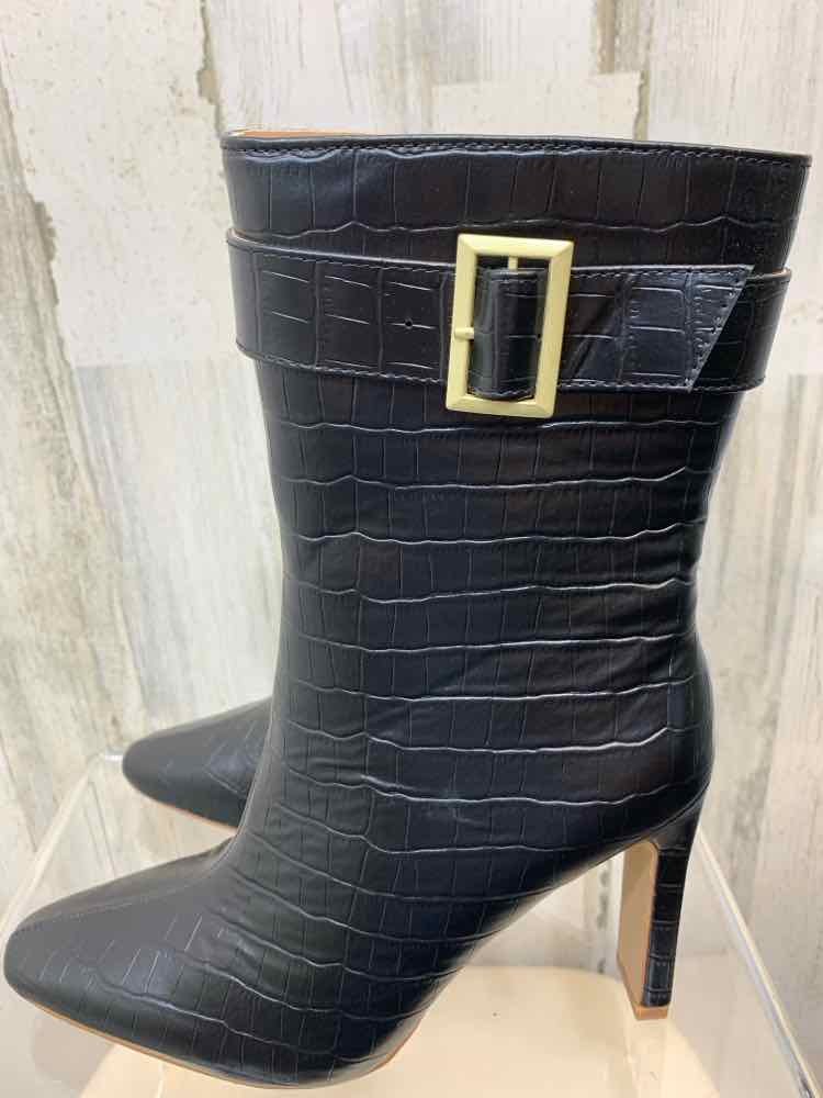 NWT JOURNEE COLLECTION SHOES Shoe Size 7.5 Black ALLIGATOR Boots ELAINE SLIM HEE