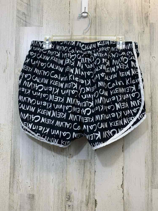 PRE-OWNED Size L CALVIN KLEIN Activewear BLACK/WHITE MONOGRAM ACTIVEWEAR Shorts/