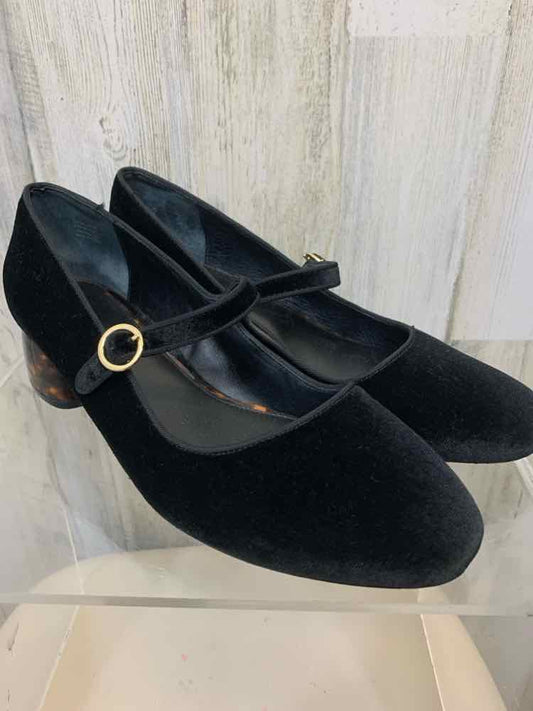 PRE-OWNED DELTAN SHOES Shoe Size 10 Black Velour MARY JANE Shoes