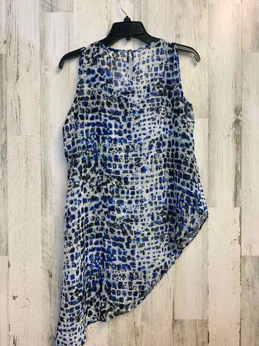 PRE-OWNED CATO Tops Size S BLU/WHT/BLK ABSTRACT SLEEVELESS TOP