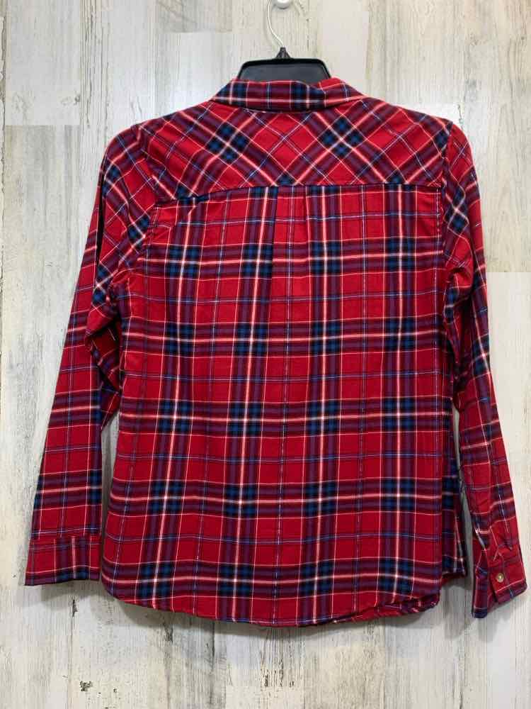 NWT CROFT & BARROW Tops Size M RED/BLU/WHT Plaid LONG SLEEVE Shirt