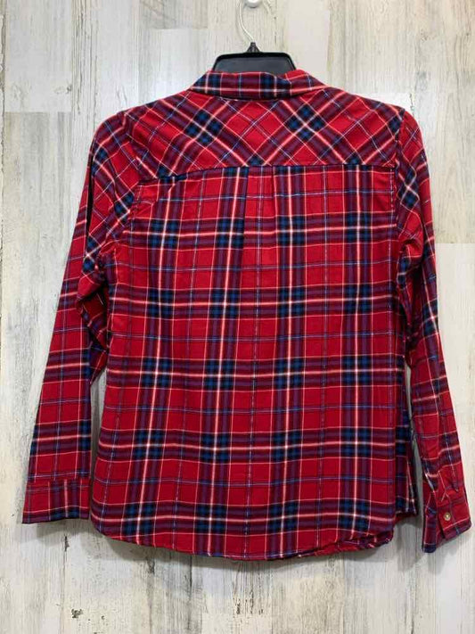 NWT CROFT & BARROW Tops Size M RED/BLU/WHT Plaid LONG SLEEVE Shirt