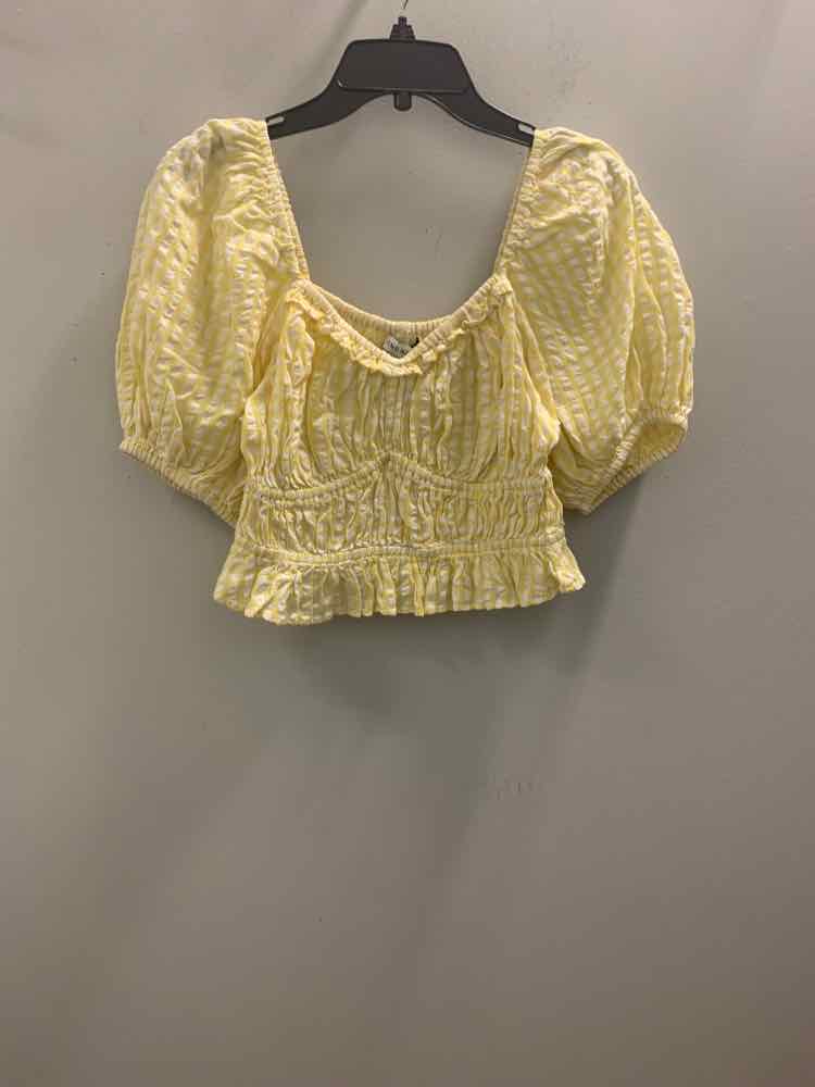NWT AND NOW THIS Tops Size 0X YLW/WHT SHORT SLEEVES TOP