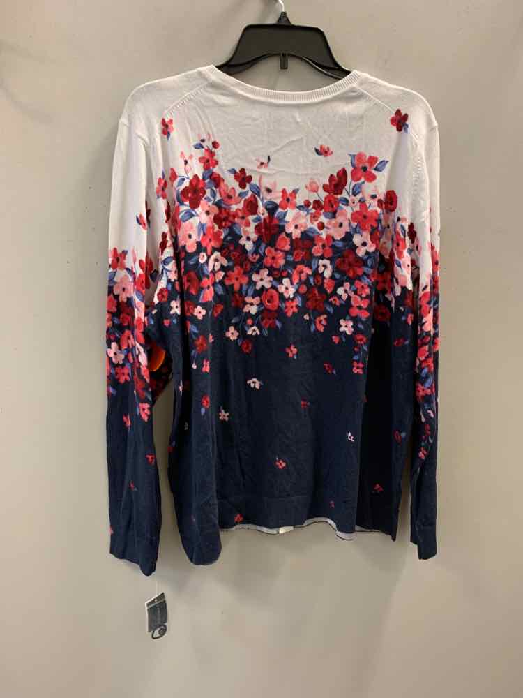 NWT KAREN SCOTT PLUS SIZES Size 1X WHT/RED/NVY LONG SLEEVES Cardigan
