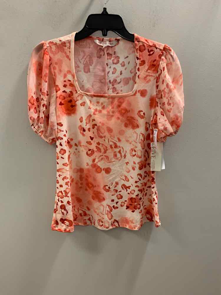 WILLOW DRIVE Tops Size XS PCH/IVRY Floral SHORT SLEEVES TOP
