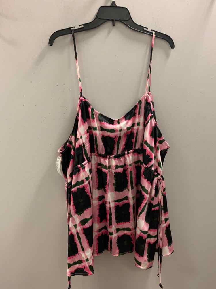 NWT FUTURE COLLECTIVE PLUS SIZES Size 4X BLK/PNK/WHT SPAGHETTI STRAP TOP
