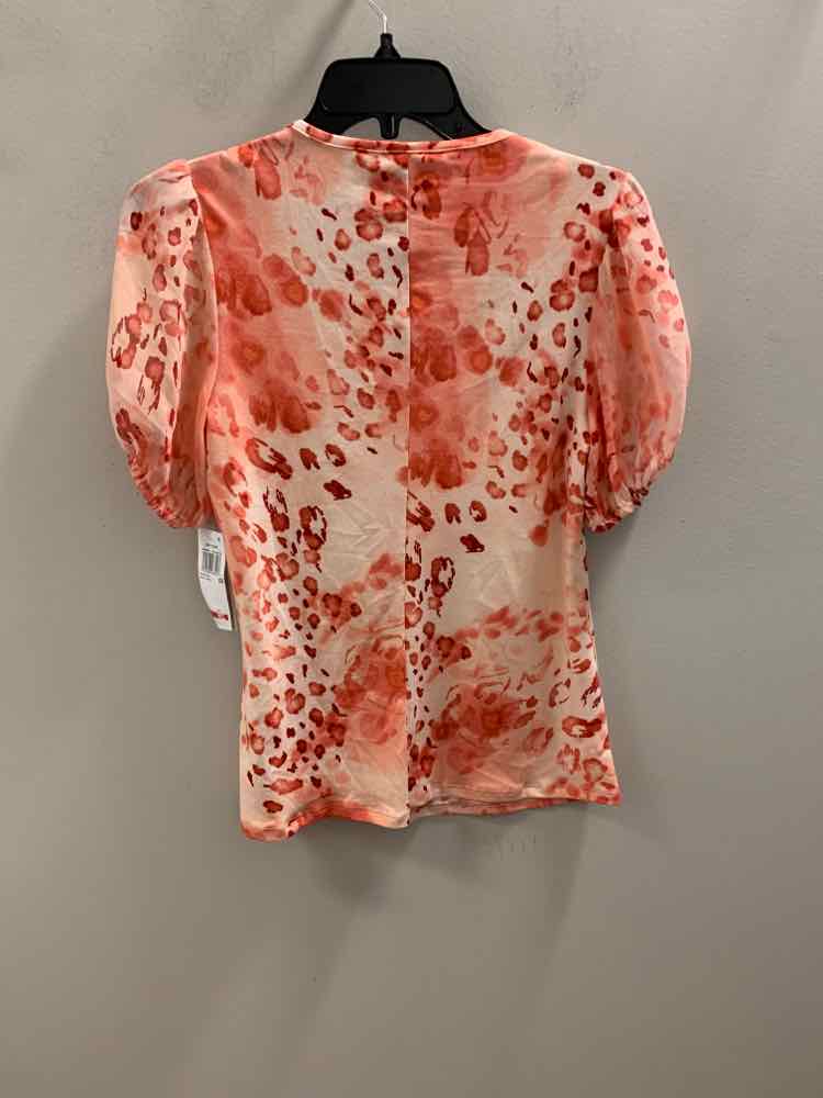 WILLOW DRIVE Tops Size XS PCH/IVRY Floral SHORT SLEEVES TOP