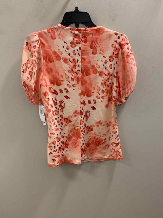 WILLOW DRIVE Tops Size XS PCH/IVRY Floral SHORT SLEEVES TOP