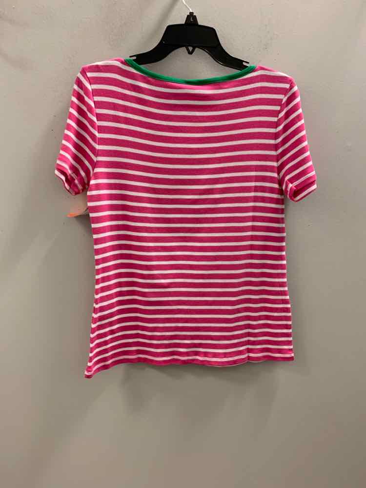 NWT CHARTER CLUB Tops Size M PNK/WHT/GRN Stripe SHORT SLEEVES TOP