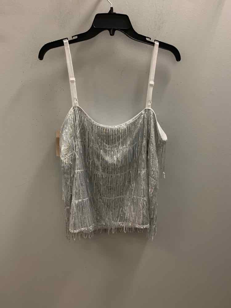 NWT INC PLUS SIZES Size XXL Silver SPAGHETTI STRAP TOP