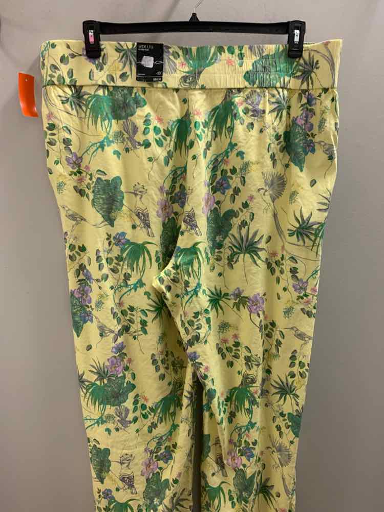 NWT Size 4X INC PLUS SIZES YEL/GRN/PNK Floral WIDE LEG Pants