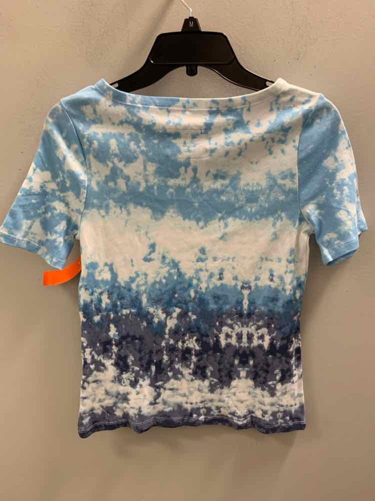 NWT CHARTER CLUB Tops Size XS BLU/WHT TIE DYE SHORT SLEEVES TOP
