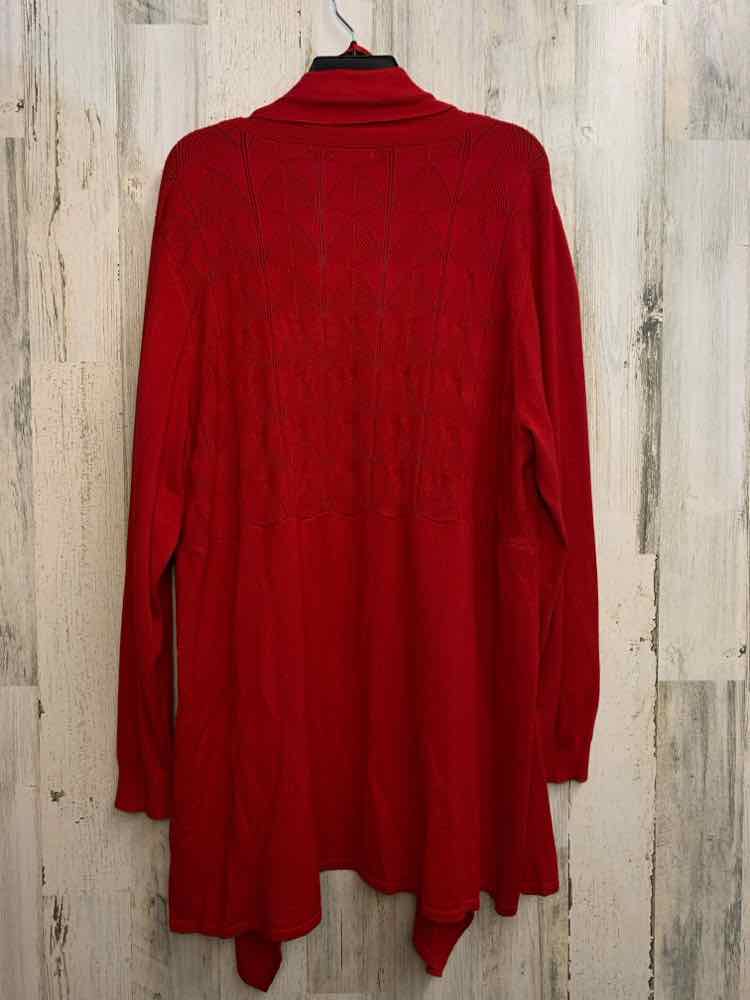 PRE-OWNED CATO PLUS SIZES Size 26/28 Red LONG SLEEVES TOP/PATTERN ON BACK